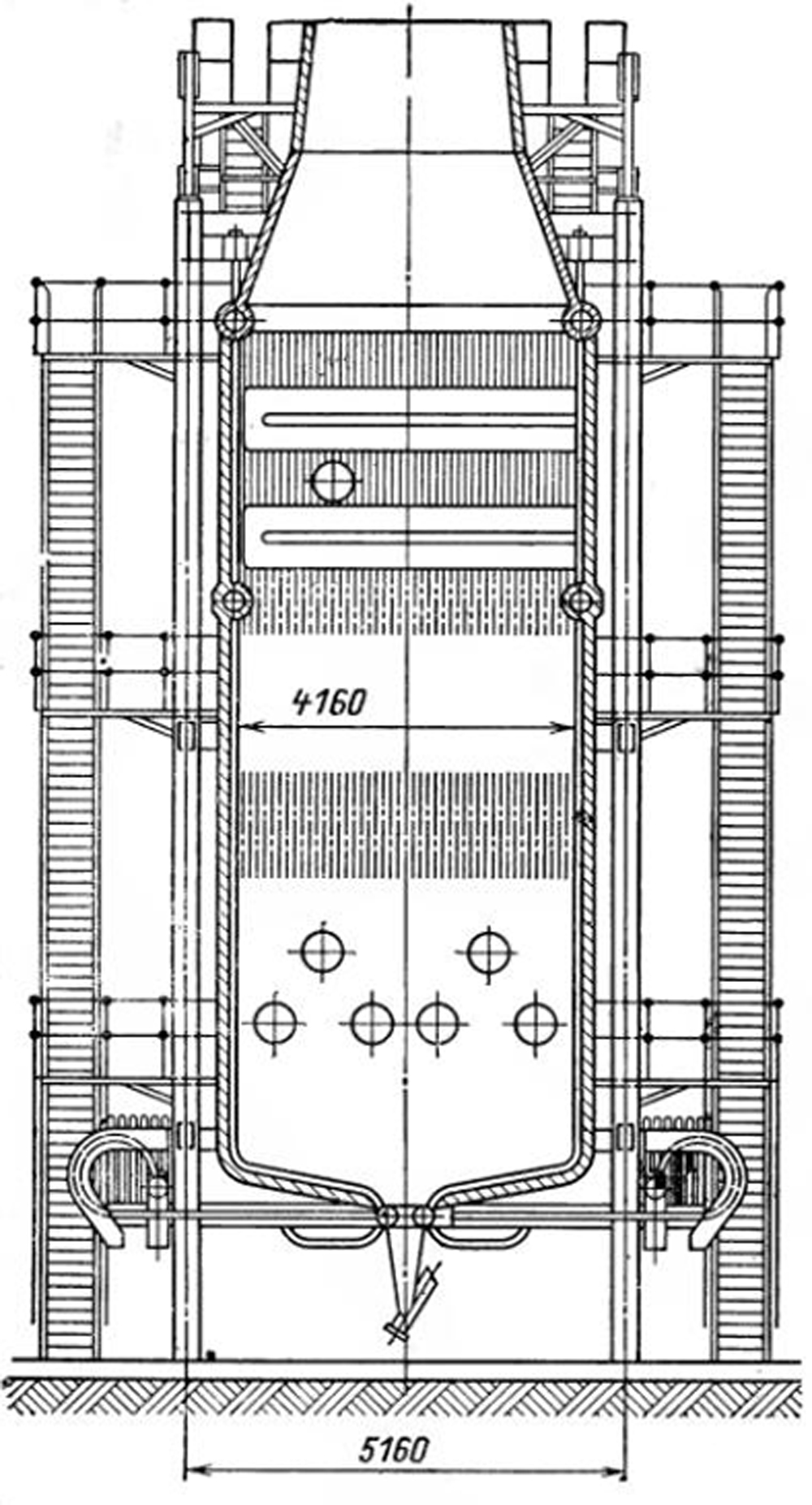 Общий вид башенного котла ПТВМ-50 Башенный котел ПТВМ-50
